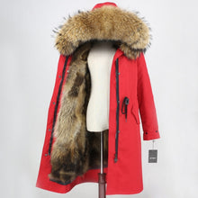 Load image into Gallery viewer, 2019 Real Fur Coat Winter Jacket Women Long Parka Waterproof Big Natural Raccoon Fur Collar Hood Thick Warm Real Fox Fur Liner