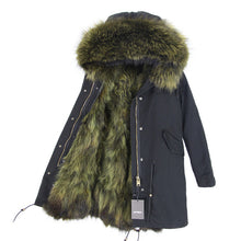 Load image into Gallery viewer, 2019 Real Fur Coat Winter Jacket Women Long Parka Waterproof Big Natural Raccoon Fur Collar Hood Thick Warm Real Fox Fur Liner
