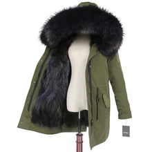 Load image into Gallery viewer, 2019 Real Fur Coat Winter Jacket Women Long Parka Waterproof Big Natural Raccoon Fur Collar Hood Thick Warm Real Fox Fur Liner