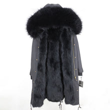 Load image into Gallery viewer, 2019 Real Fur Coat Winter Jacket Women Long Parka Waterproof Big Natural Raccoon Fur Collar Hood Thick Warm Real Fox Fur Liner