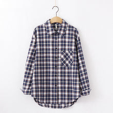 Load image into Gallery viewer, Tangada  fashion women chic oversized plaid blouse long sleeve female casual   print shirts stylish cotton tops blusas XQ01