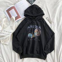 Load image into Gallery viewer, Mooirue Women Loose Restore Star Airship Printing Black Thin Pullover O-neck Hoddie Sweatshirt Girls White Gray Hoodies