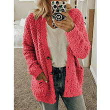 Load image into Gallery viewer, Elsvios 5XL Autumn Long Sleeve Pocket Jacket Casual Women Fleece Fur Button Coat Solid Winter Warm Plus Size Outwear Tops Mujer
