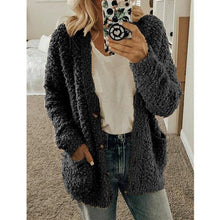 Load image into Gallery viewer, Elsvios 5XL Autumn Long Sleeve Pocket Jacket Casual Women Fleece Fur Button Coat Solid Winter Warm Plus Size Outwear Tops Mujer