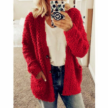 Load image into Gallery viewer, Elsvios 5XL Autumn Long Sleeve Pocket Jacket Casual Women Fleece Fur Button Coat Solid Winter Warm Plus Size Outwear Tops Mujer