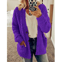 Load image into Gallery viewer, Elsvios 5XL Autumn Long Sleeve Pocket Jacket Casual Women Fleece Fur Button Coat Solid Winter Warm Plus Size Outwear Tops Mujer