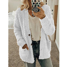 Load image into Gallery viewer, Elsvios 5XL Autumn Long Sleeve Pocket Jacket Casual Women Fleece Fur Button Coat Solid Winter Warm Plus Size Outwear Tops Mujer